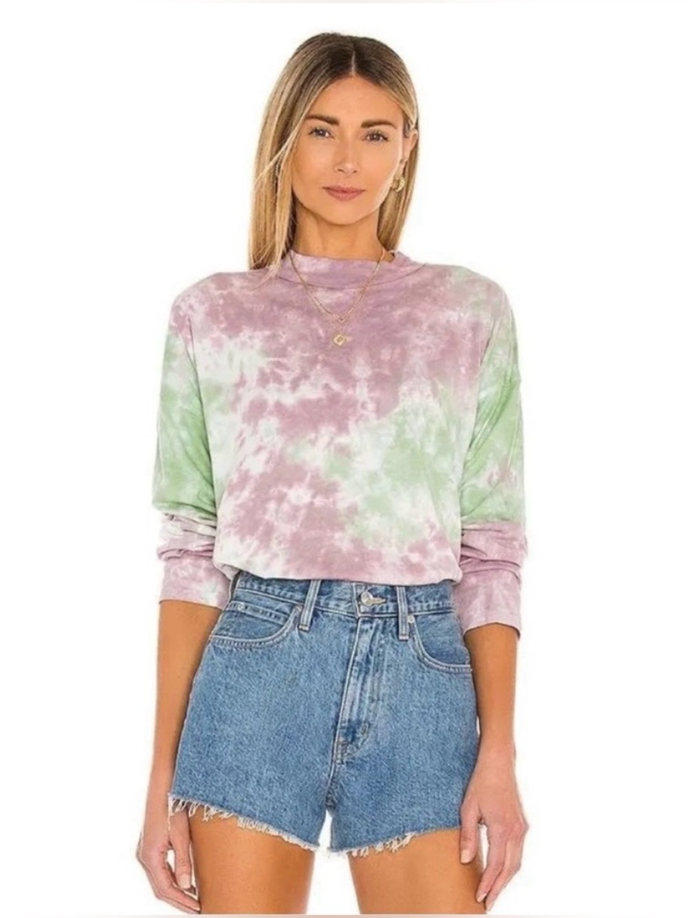 Free people be free tie dye tee in lavender size medium 100% cotton